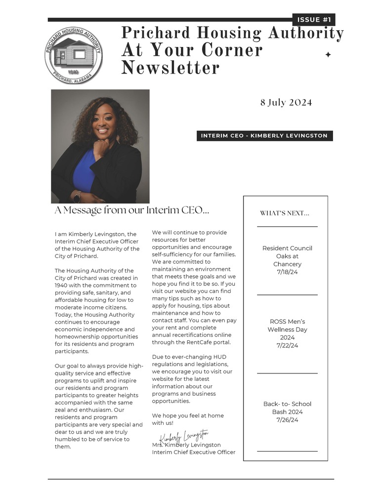 Cover page of newsletter